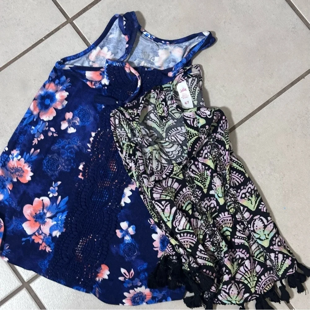Justice Girls Kids‎ Sleeveless Floral Print Blouses size 6/7.